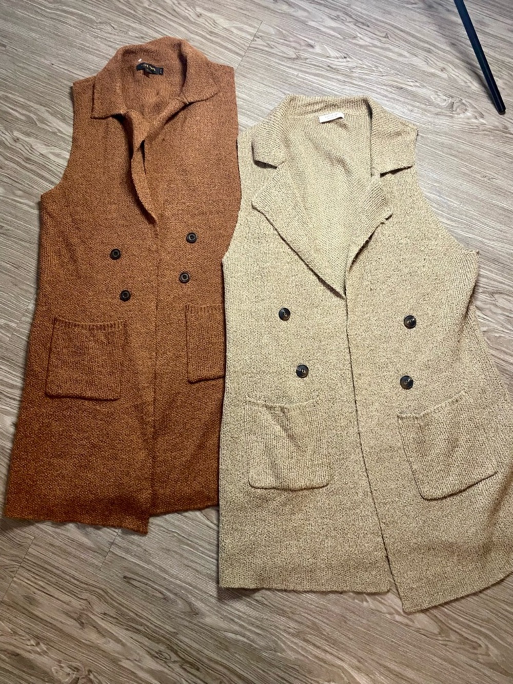 Cozy Knit Vest Bundle Sleeveless Cardigan Brown Beige Layering